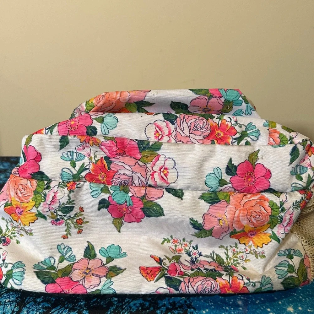 JanSport Big Student Backpack White Floral Print Multi Compartment School Bag